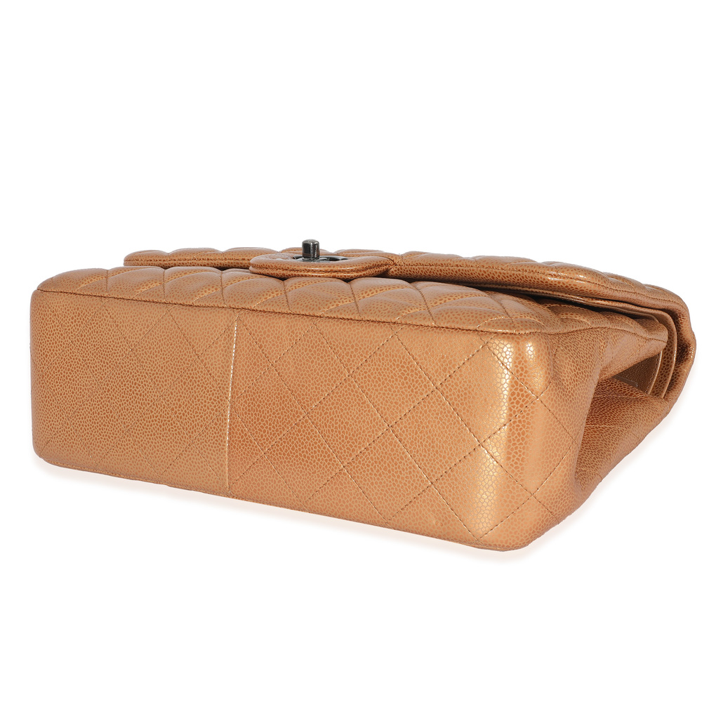 Chanel Gold Metallic Caviar Jumbo Double Flap Handbag - Picture 8 of 8